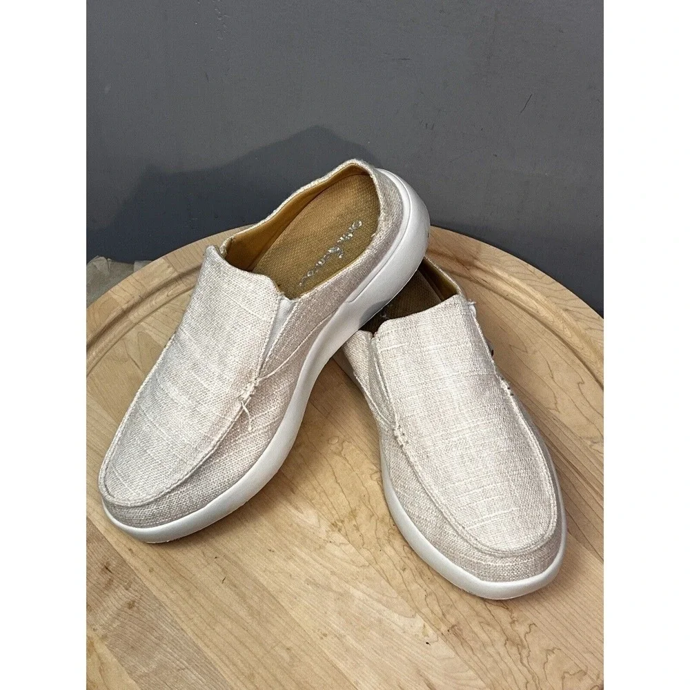 OrthoComfoot Mules‎ Mens EU 42 Beige Slip On Backless Loafer Casual Canvas